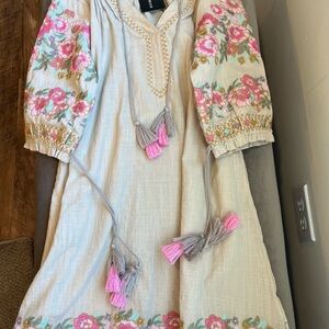 Floral Embroidered Mini Dress  by R Vivimos Size 4-6 Small